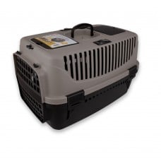 Irak Plast пластиковая переноска для кошек и собак до 8 кг (серо-черная)