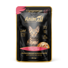 AnimAll влажный корм для кошек с курицей и креветками 80г*12шт
