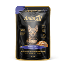 AnimAll влажный корм для кошек тунец с курицей 80г*12шт