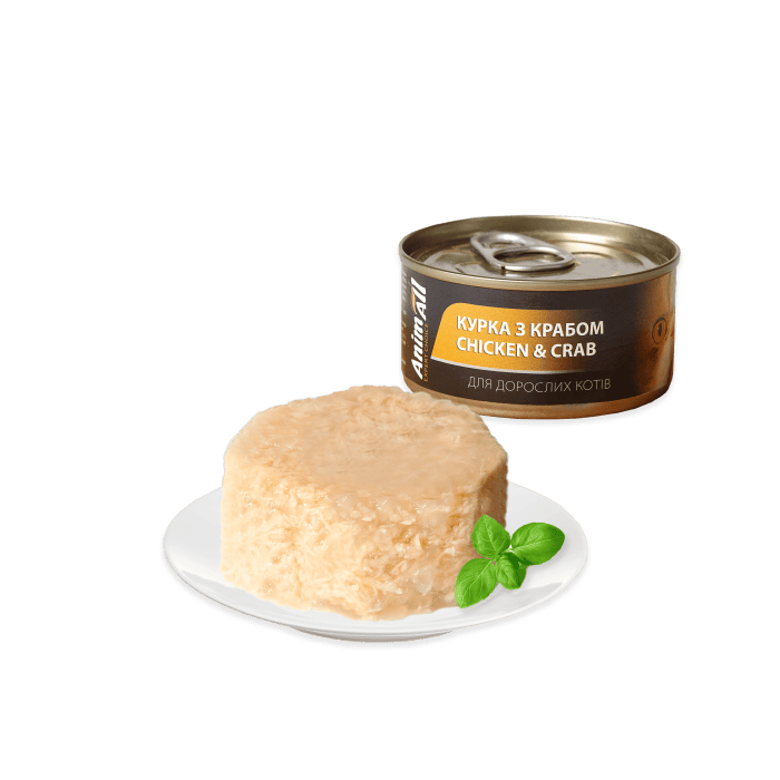 AnimAll влажный корм для кошек с курицей и крабом в нежном желе 85 г