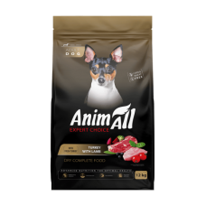 AnimAll сухой корм для взрослых собак малых пород со свежей индейкой и ягненком 12 кг