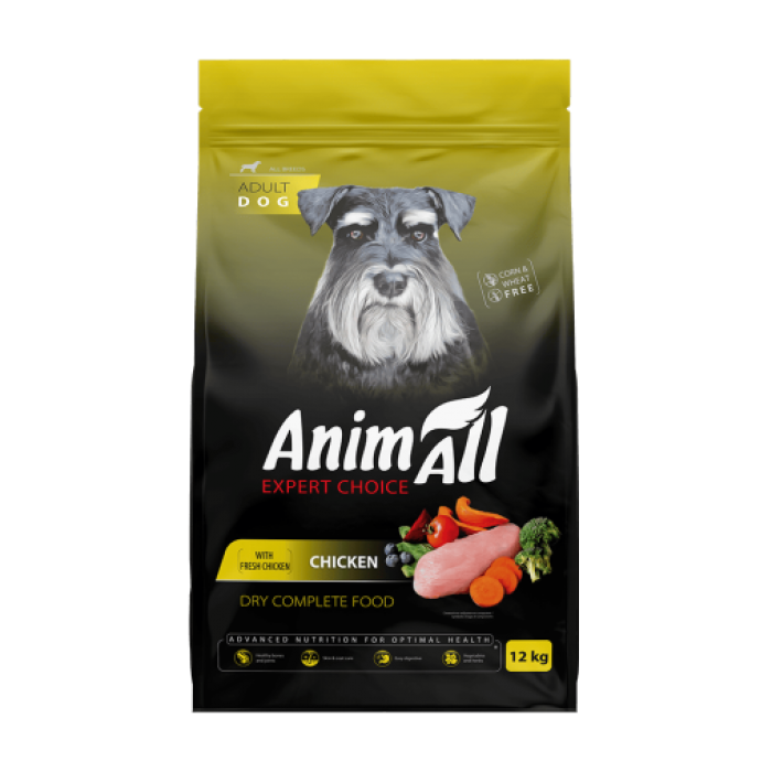 AnimAll сухий корм для собак зі свіжою куркою 12 кг