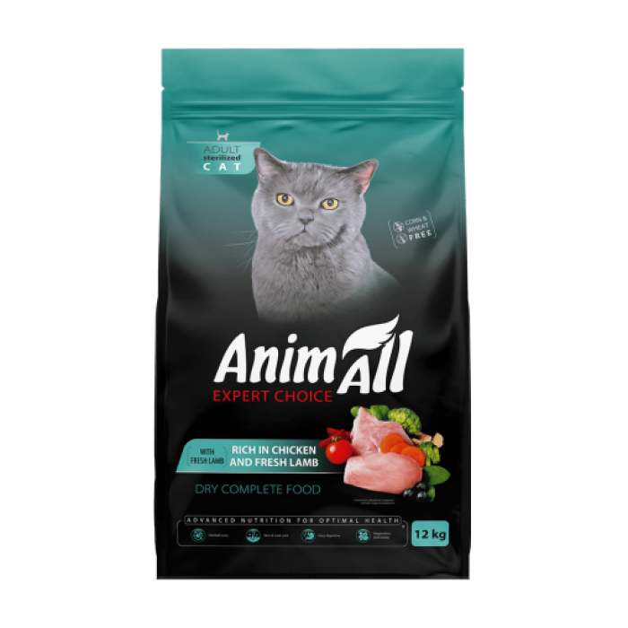 AnimAll сухий корм для стерілізованих котів з куркою та свіжою ягнятиною 12 кг