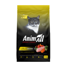 AnimAll сухий корм для дорослих котів зі свіжою куркою 12 кг
