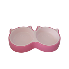 AnimAll подвійна пластикова миска для котів (рожева) S 2х200 мл