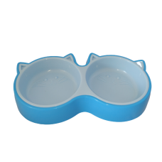 AnimAll двойная пластиковая миска для кошек (голубая) S 2х200 мл