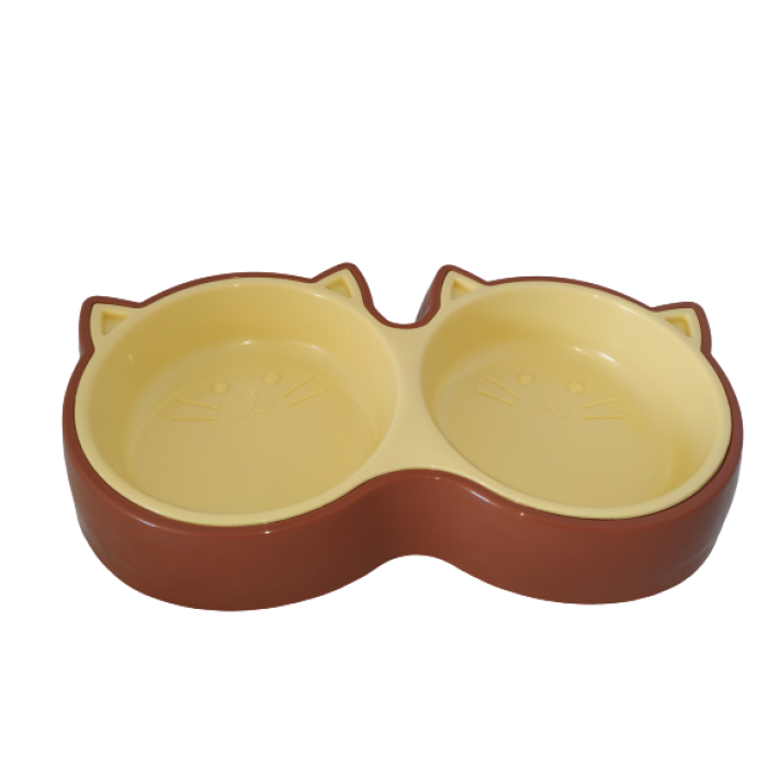 AnimAll подвійна пластикова миска для котів (коричнева) L 2х350 мл