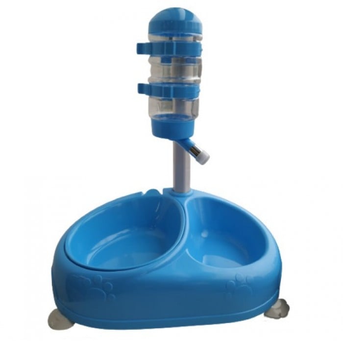 Animall подвійна поїлка для собак на підставці (блакитна) 400 мл