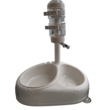 Animall подвійна поїлка для собак на підставці (біла) 400 мл