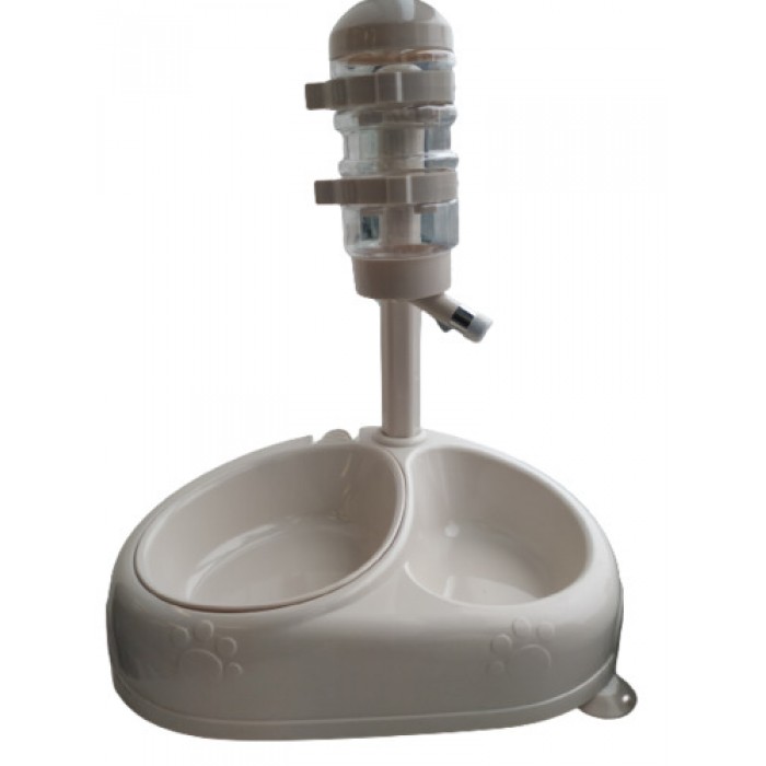 Animall подвійна поїлка для собак на підставці (біла) 400 мл