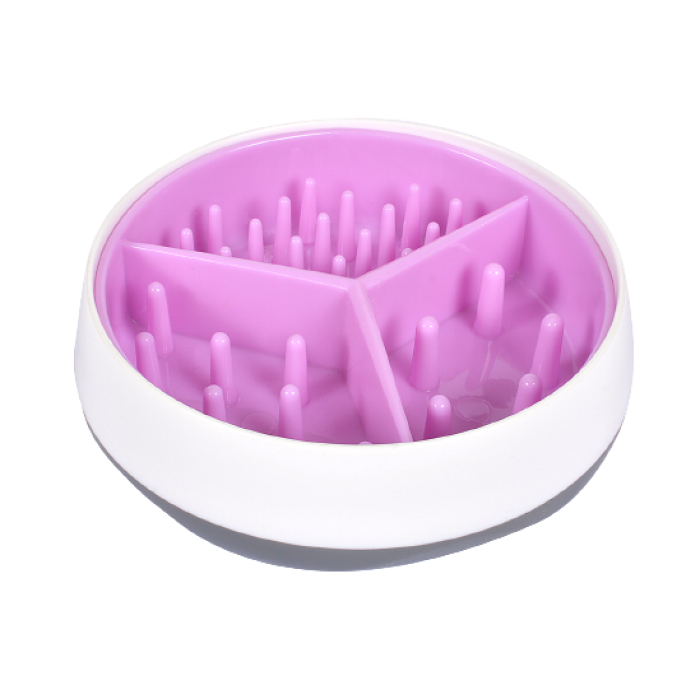 AnimAll пластиковая миска 2в1 для медленного кормления собак (светло-фиолетовая) 600 мл