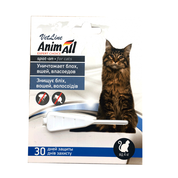 AnimAll VetLine Spot-On краплі протипаразитарні для котів більше 4 кг (1 мл)