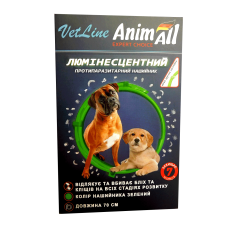 AnimAll VetLine нашийник протипаразитарний для собак середніх та великих порід (люмінесцентно-зелений) 70 см