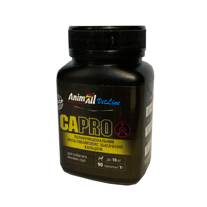 AnimAll VetLine Ca PRO витамины для профилактики нарушений кальций-фосфорного баланса у собак маленьких пород (1 г × 90 табл.)