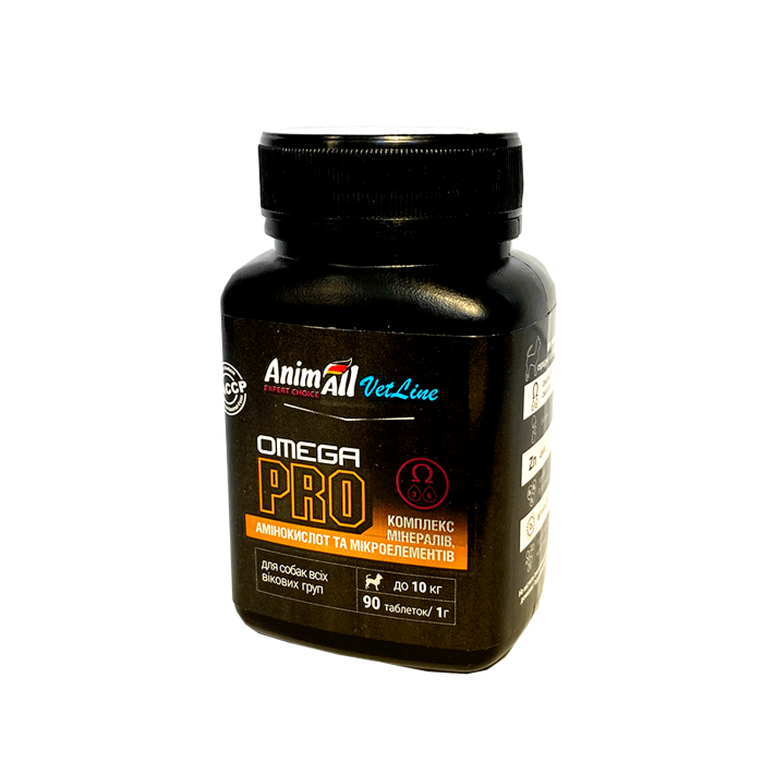 AnimAll VetLine Omega PRO витамины для профилактики недостатка витаминов у собак маленьких пород (1 г × 90 табл.)