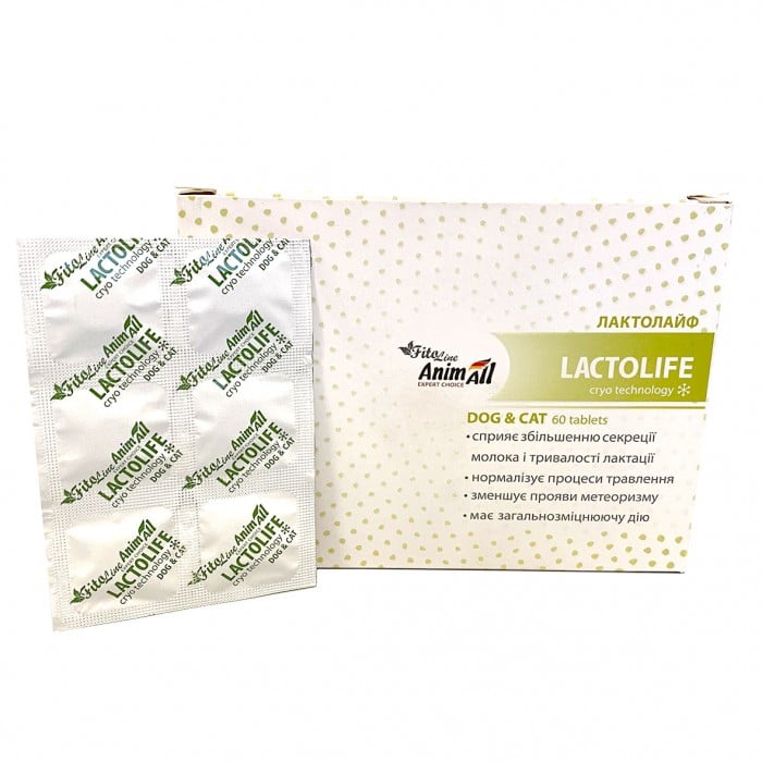AnimAll FitoLine Лактолайф таблетки для усиления лактации у котов и собак 60 табл.