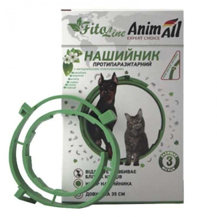AnimAll FitoLine Nature ошейник противопаразитарный для котов и собак маленьких пород (зеленый) 35 см