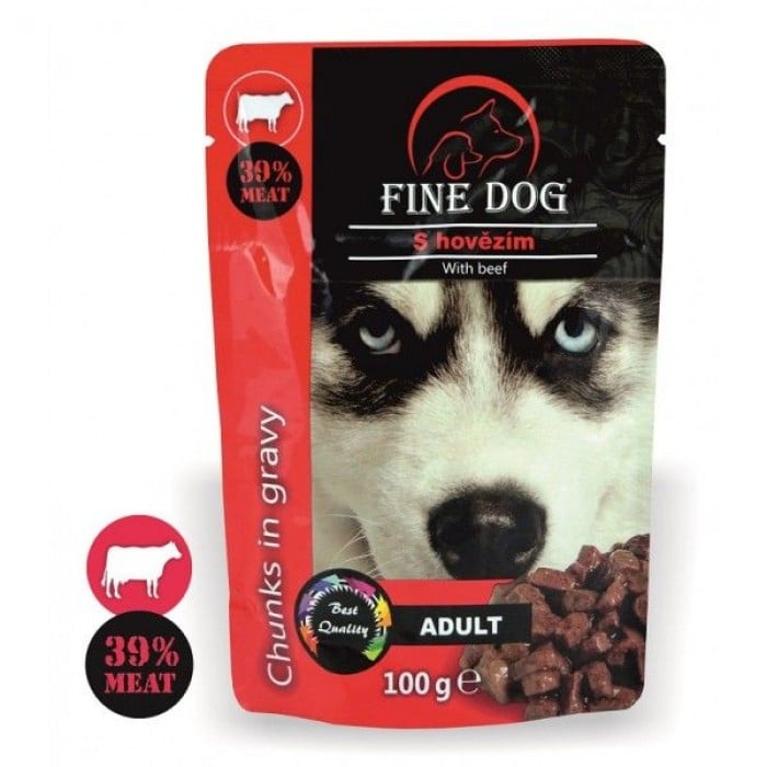Fine Dog Adult кусочки мяса говядины в соусе для собак 100г