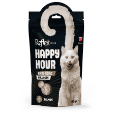 Reflex Plus Happy Hour лакомство для кошек с лососем и коллагеном против старения 60г