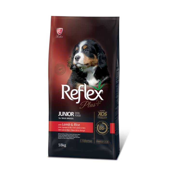 Рефлекс Плюс Полноценный сухой корм для щенков больших пород с ягненком и рисом 18кг.