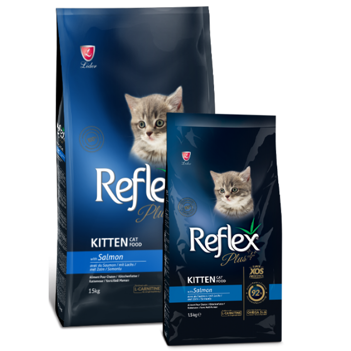 Рефлекс Плюс Повноцінний та збалансований сухий корм для кошенят з лососем 15кг