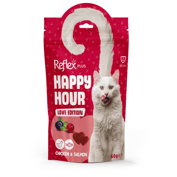 Reflex Plus Happy Hour Love Edition лакомство для кошек с курицей и лососем 60г