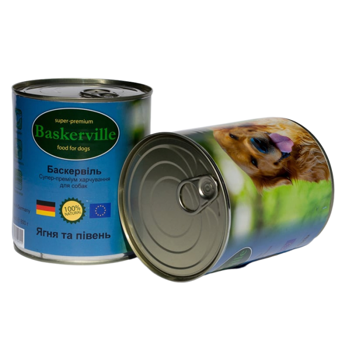 Baskerville Консервы для собак Ягненок и петух 800г