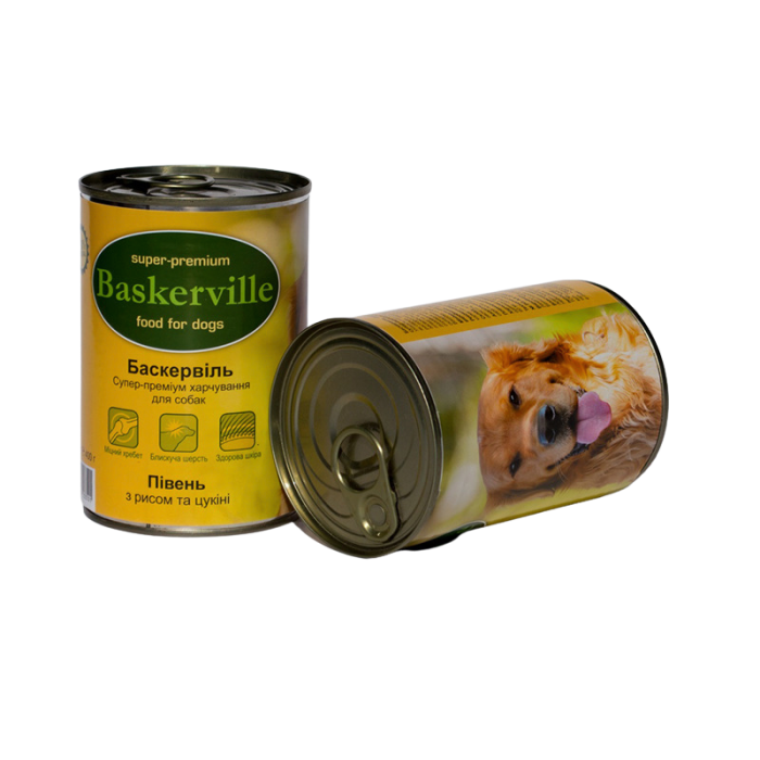 Baskerville Консервы для собак Петух с рисом и цукини 400г