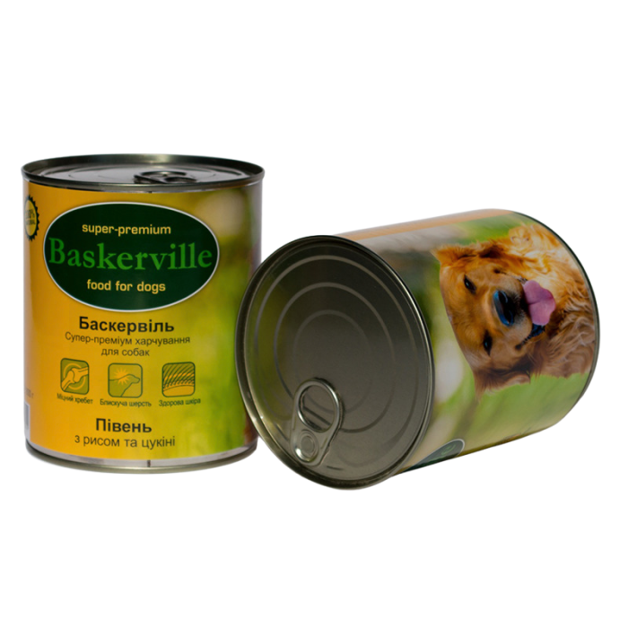 Baskerville Консервы для собак Петух с рисом и цукини 800г