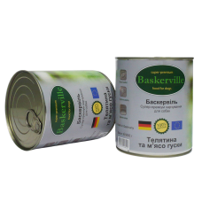 Baskerville Консервы для собак Телятина и мясо утки 800г
