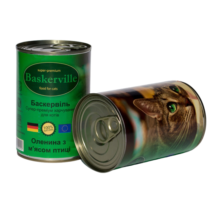 Baskerville Корм для котів Оленина з м'ясом курки 400г