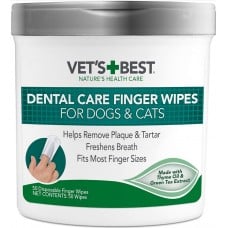 VET`S BEST Dental Care салфетки для ухода за полостью рта котов и собак 50 шт