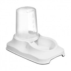 Irak Plast пластиковая миска для собак и кошек с контейнером для воды/корма (белая) 1,5 л