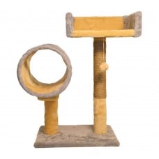 Пухнастики когтеточка для котов с диваном и туннелем (джут) серая с бежевым 56×38 см