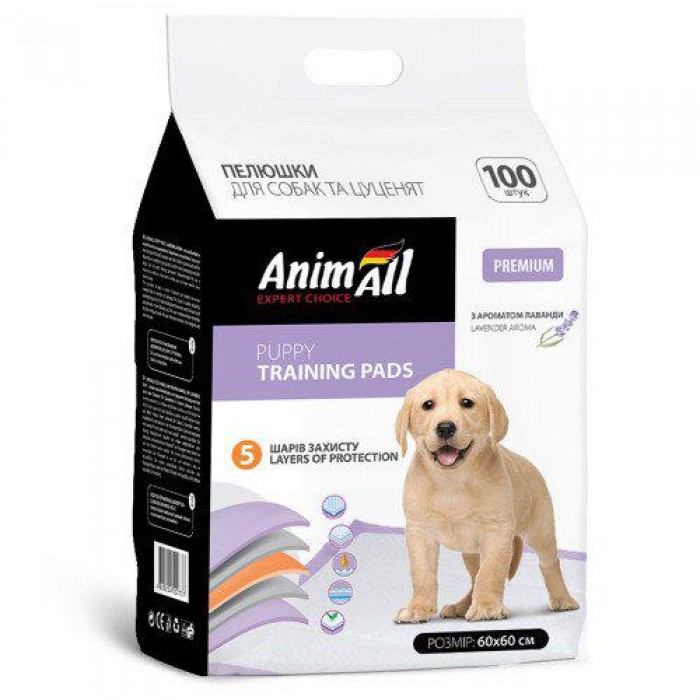 AnimAll Puppy Training Pads пеленки для собак и щенков с ароматом лаванды 60×60 см 100 шт