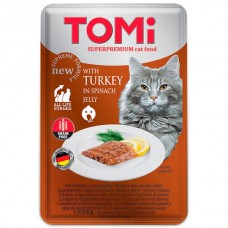 TOMI TURKEY IN SPINACH JELLY влажный корм для кошек с индейкой в шпинатном желе 100г*20шт