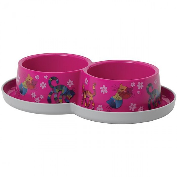 Moderna Double Trendy Dinner Friends Forever двойная миска для котов (розовая) 2х350 мл