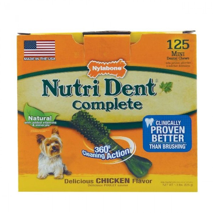 Nylabone Nutri Dent Chicken Mini лакомство со вкусом курицы для собак миниатюрных пород 125шт/уп (5см)