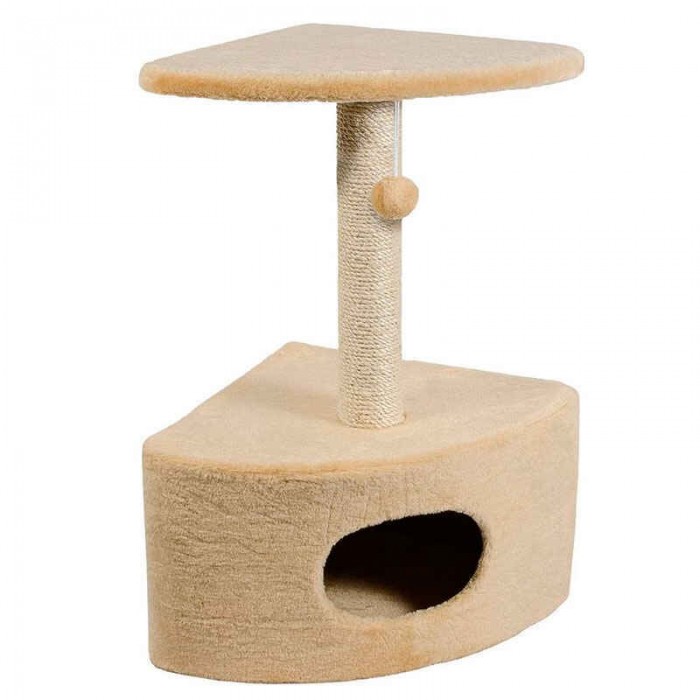 Природа Д11у когтеточка угловая с домиком для кошек бежевая 39x39x65 см