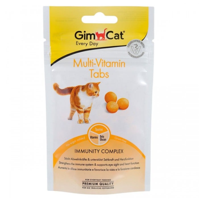 GimCat Multi-Vitamin Tabs - витаминизированные лакомства для кошек, 40 г