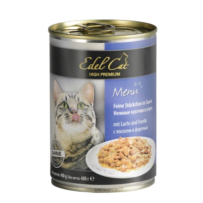 Edel Cat Кусочки с лососем и форелью в соусе для кошек 400g
