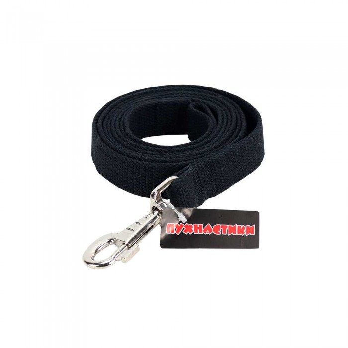 Пухнастики брезентовый поводок для собак L (черный) 2 м