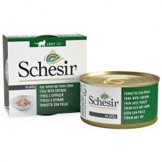 Schesir Tuna Chicken вологий корм для дорослих котів з тунцем та куркою в желе 85 г