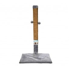 Пухнастики когтеточка для котов большой столбик на подставке (джут) серая 77×45 см