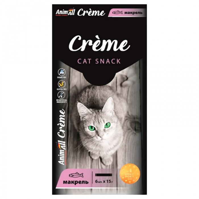 AnimAll Сreme ласощі зі смаком макрелі для котів 6×15 г