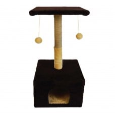 Пухнастики когтеточка для котов домик с полкой (джут) шоколад 38×35×50 см