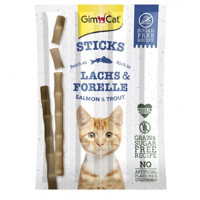 GimCat Sticks Salmon and Troute - лакомства для кошек, с лососем и форелью 4шт.