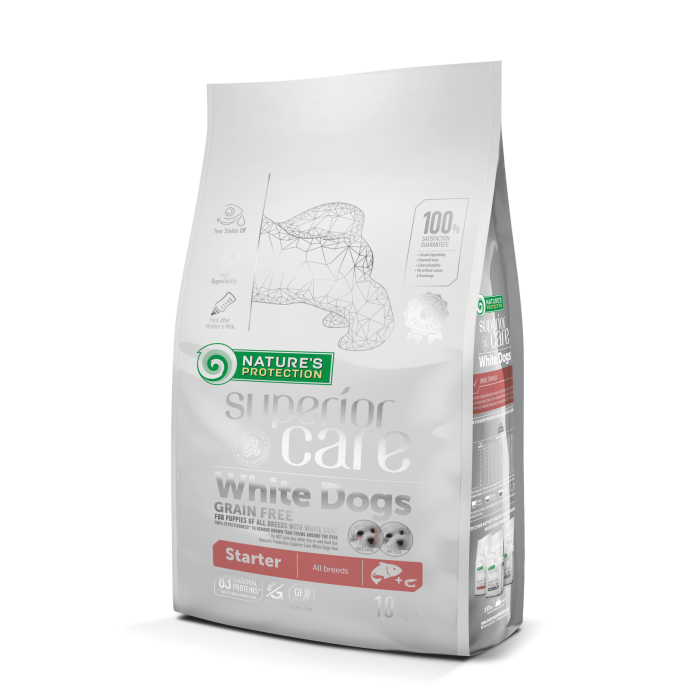 Nature's Protection Superior Care White Dogs Grain Free Starter All Breeds для щенков с белым окрасом 10 кг