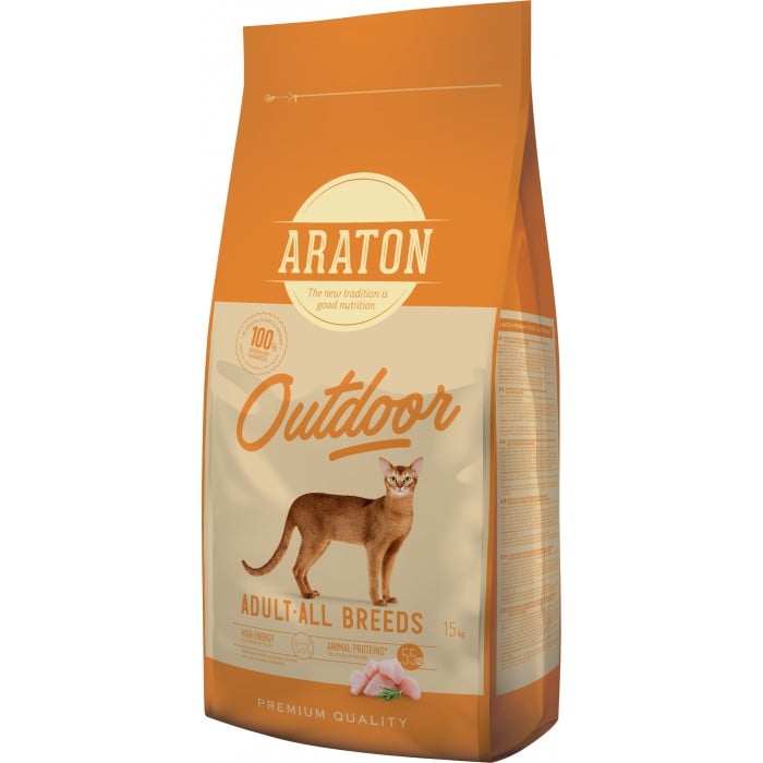 Araton Outdoor Adult All Breeds сухой корм для взрослых котов с курицей и индейкой 15кг