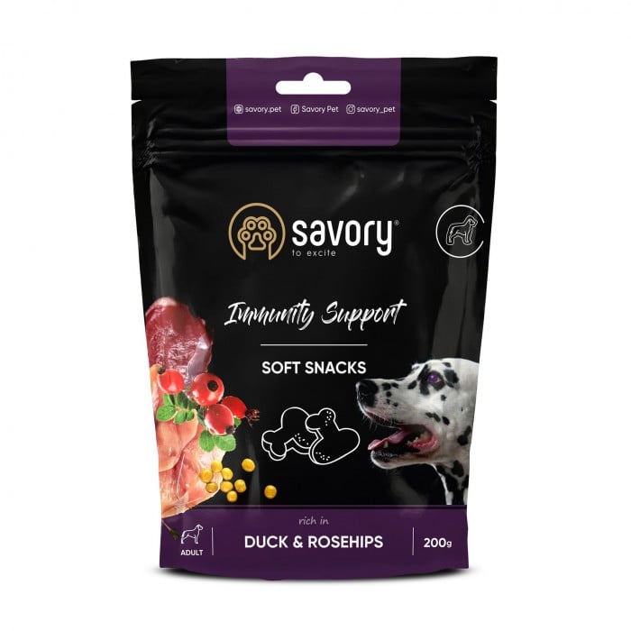 Savory Dog Immunity Support Soft Snack з качкою та шипшиною для собак 200г